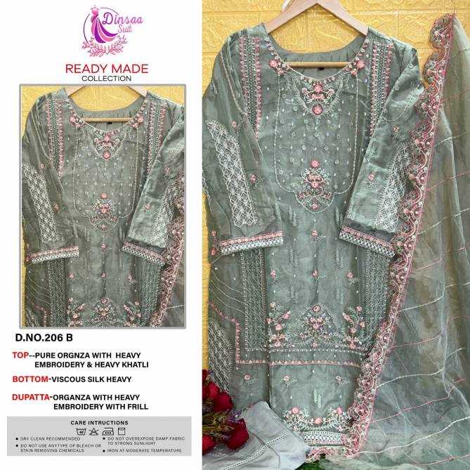 Dinsaa 206 A To D Readymade Pakistani Suits Catalog
